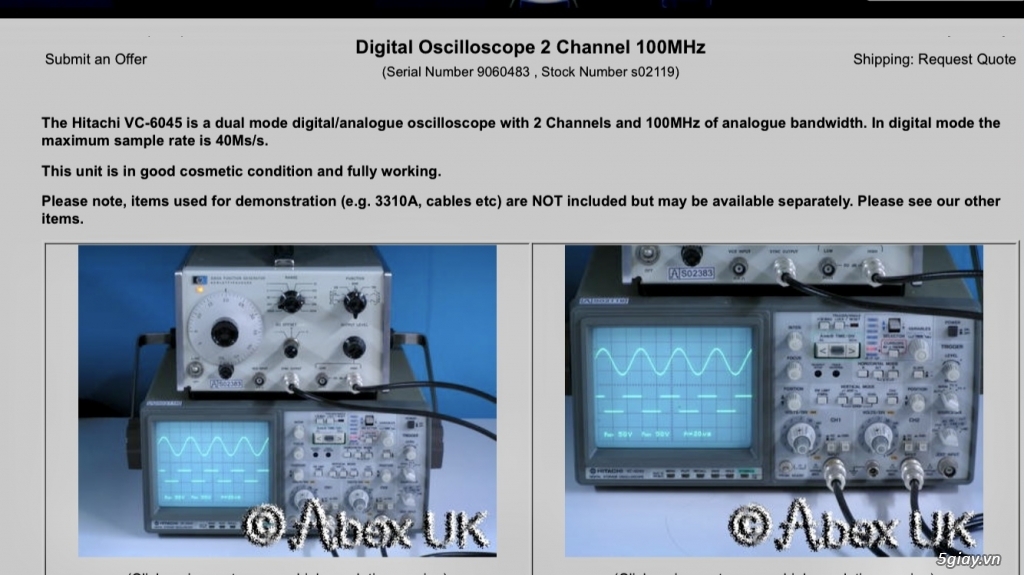 Oscilloscope hitachi digital/ analog 100mhz moden VC-6045A