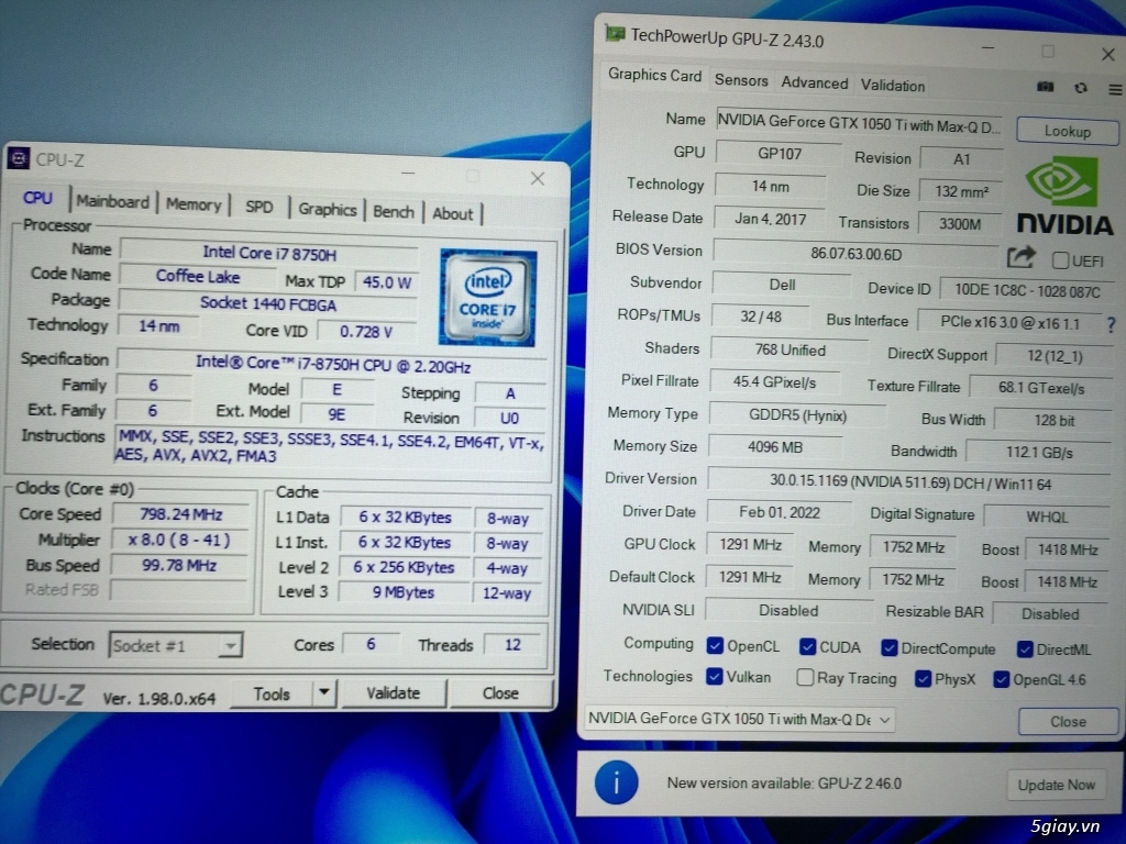 Dell XPS 9570 Cpu I7 8750H, Ram 16G, SSD 512G, VGA GTX 1050TI 15.6 FHD - 4