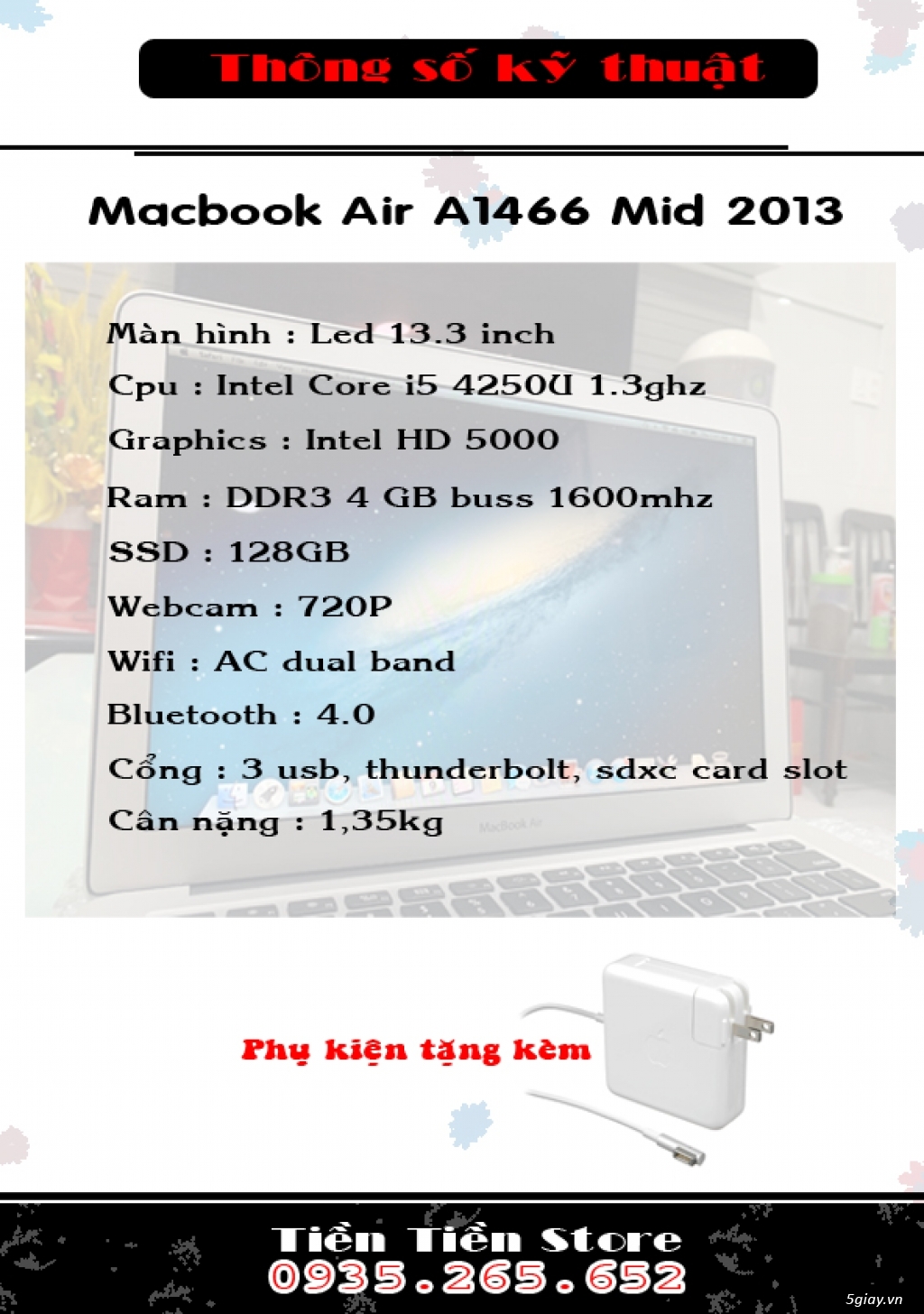Macbook Air A1466 mid 2013 core i5  hàng USA đẹp long lanh giá rẻ - 4