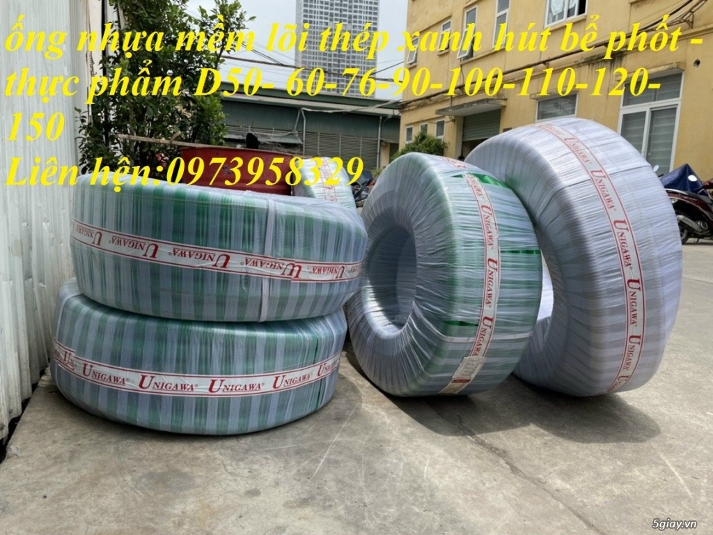 Ống nhựa mềm lõi thép PVC xanh dẫn hoá chất - xăng dầu D50 - D60 -D76 - 7