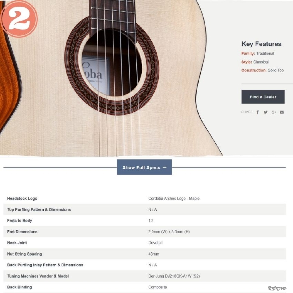 [ Trả góp 0%] Đàn guitar classic Cordoba C5 SP chính hãng Giá tốt - 4