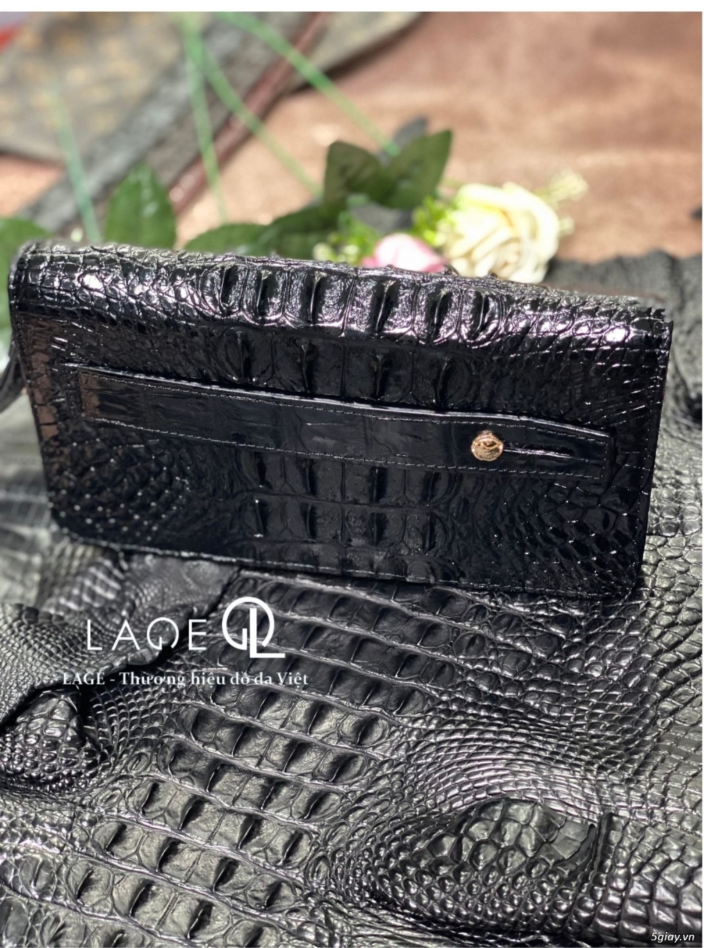 Clutch cá sấu đen - 3