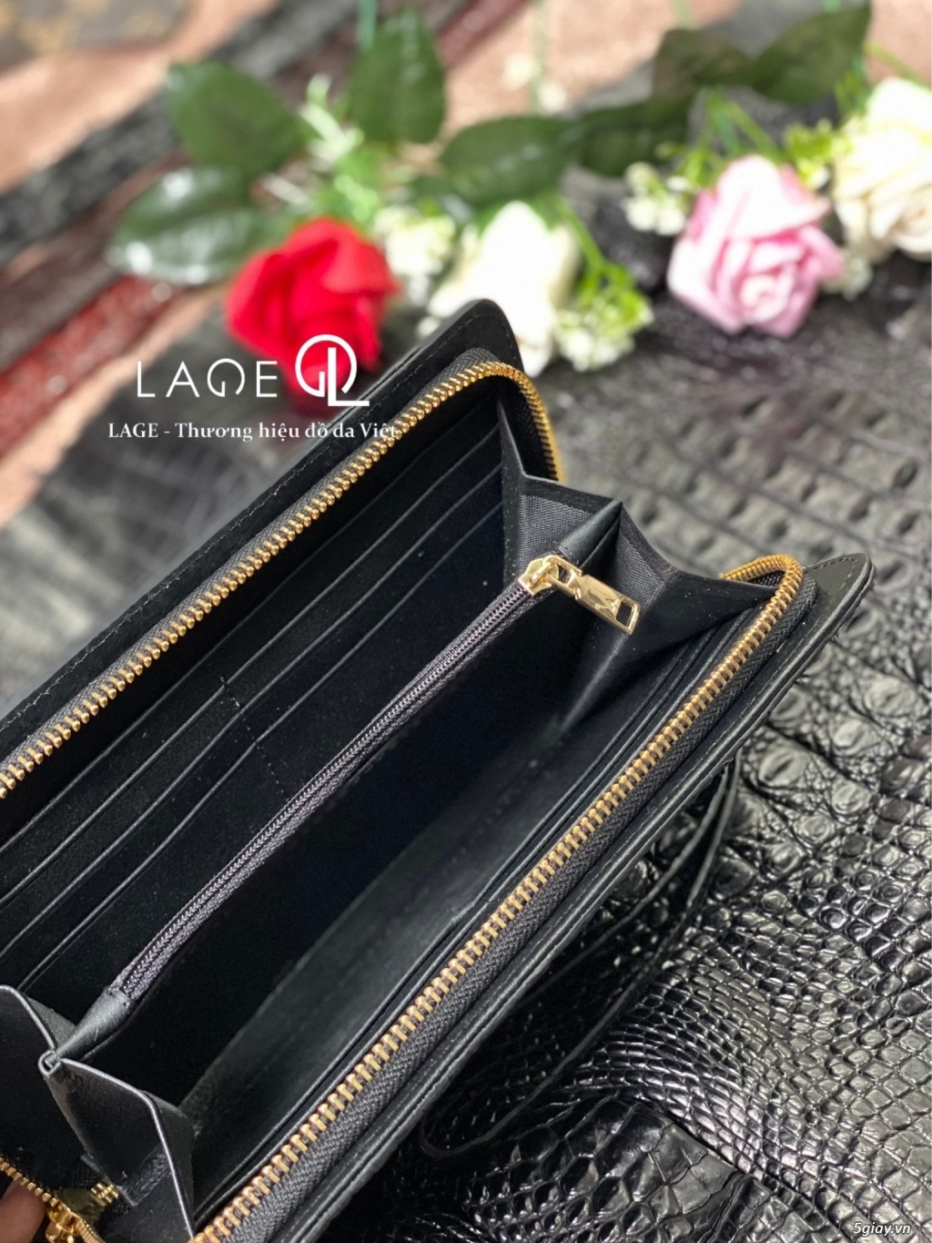 Clutch cá sấu đen - 4