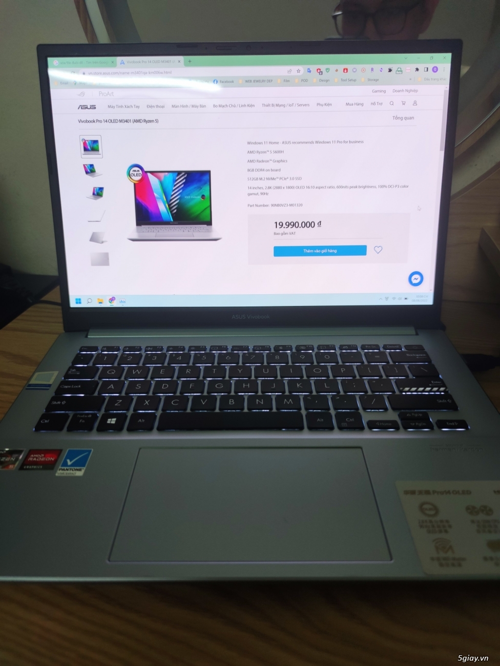 Laptop Asus Vivobook Pro 14 OLED 2.8K Ryzen 5 5600H- 16/512Gb - 1