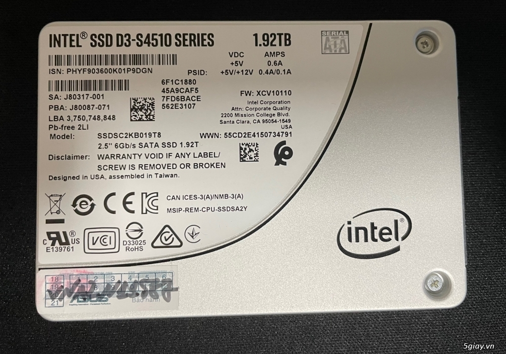 Cần bán SSD intel S4510 1.92TB