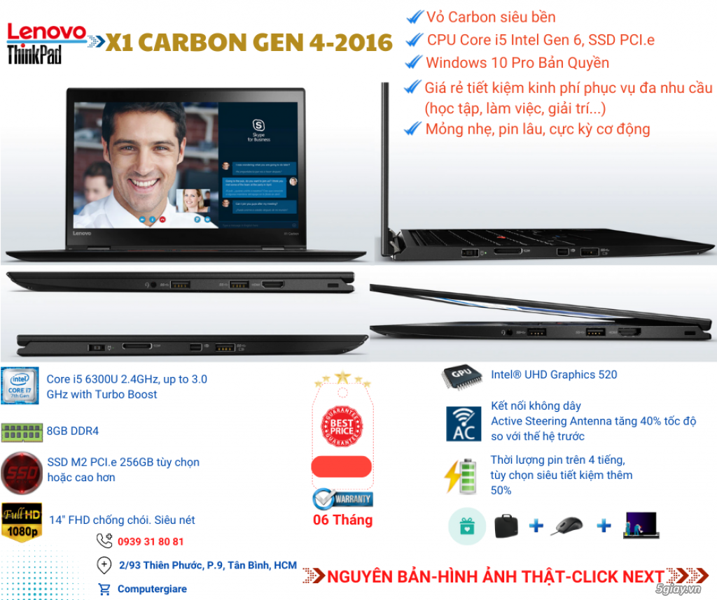Lenovo ThinkPad X1 Carbon Gen 4-Mỏng nhẹ-Pin lâu-Hàng chất giá tốt