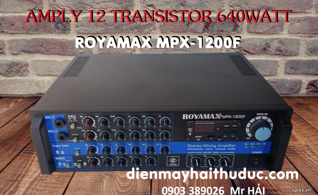 Amply Royamax MPX-1200F Bluetooth thiết kế 12 con sò công suất 640Watt
