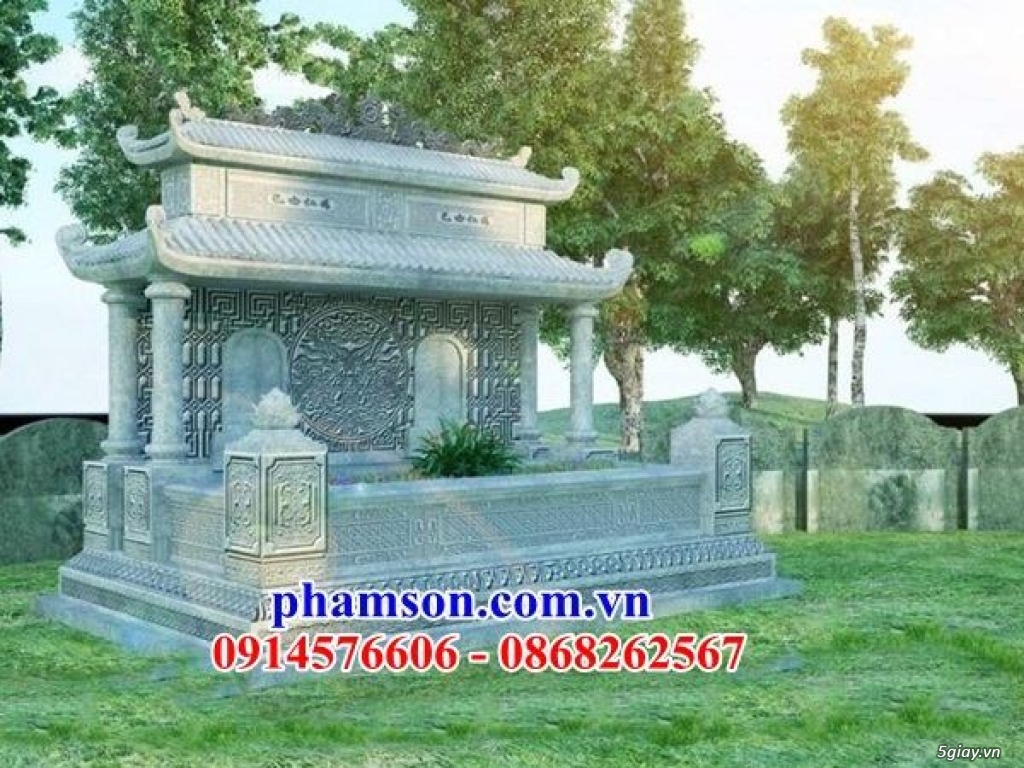 Nam Định 409 Mộ đôi bố mẹ bằng đá đẹp - 4