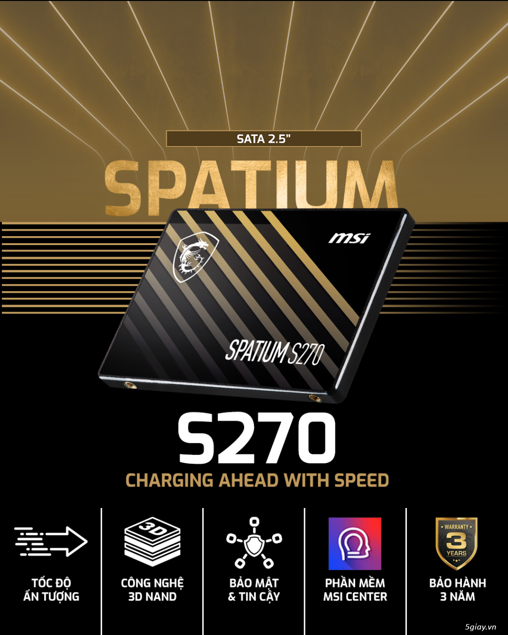 SSD MSI Spatium S270 120Gb chính hãng Mai Hoang 36th | 5giay
