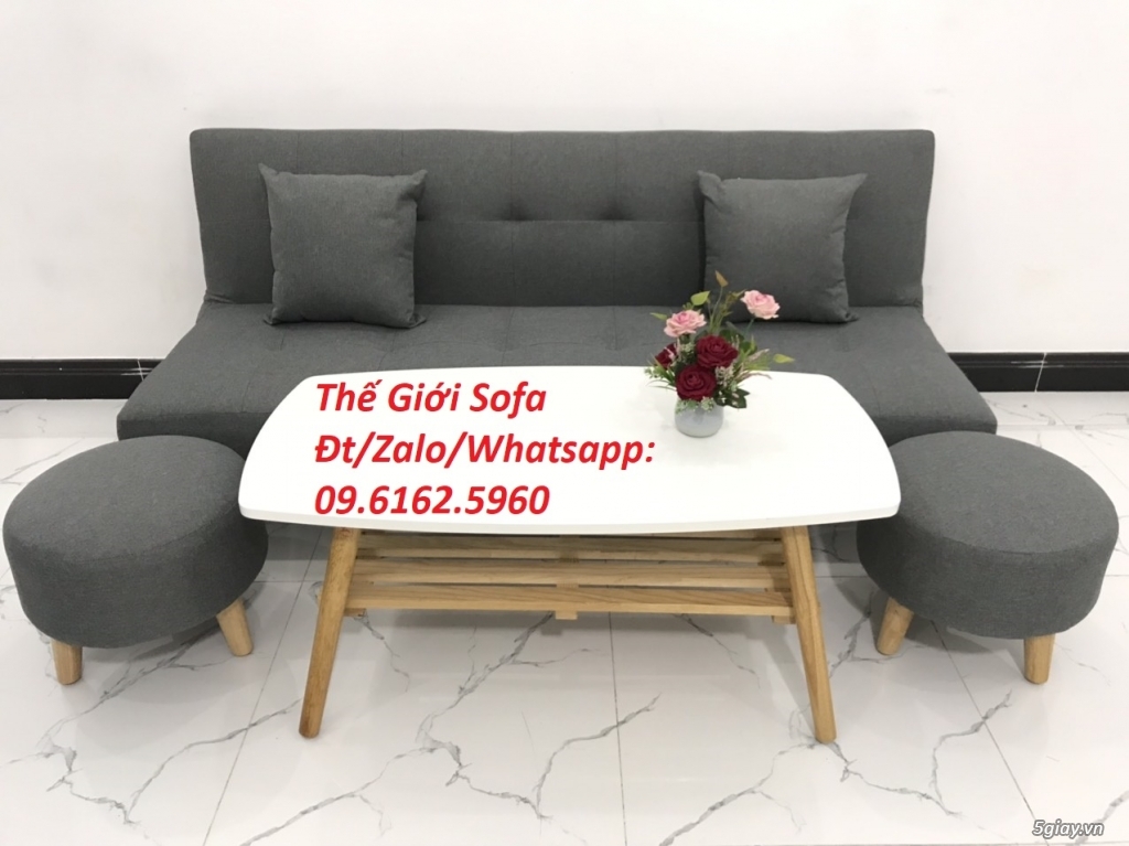 Bộ bàn ghế sofa bed giường màu xám ghi ở Thế Giới Sofa HCM - 8