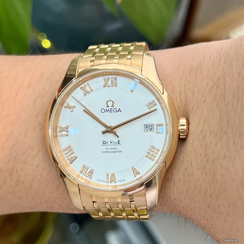 •••Omega De Ville Co-Axial Chronometer vỏ vàng hồng 18k cọc số la mã g - 4