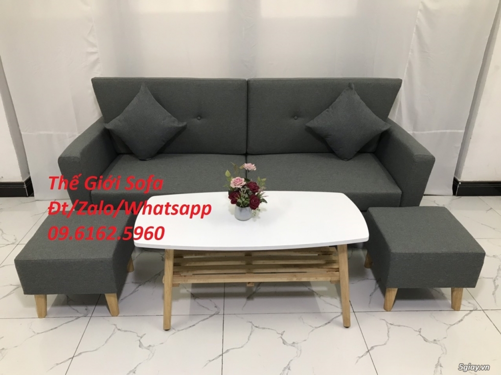 Bộ bàn ghế sofa băng dài 1m9 màu xám ghi đen ở Thế Giới Sofa HCM - 7