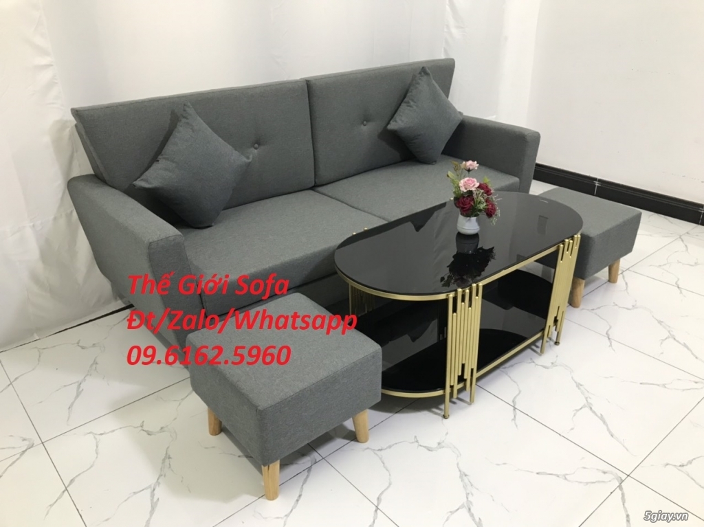 Bộ bàn ghế sofa băng dài 1m9 màu xám ghi đen ở Thế Giới Sofa HCM - 9