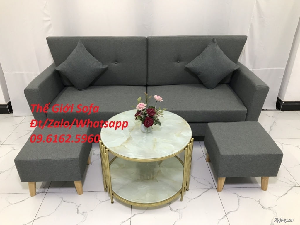 Bộ bàn ghế sofa băng dài 1m9 màu xám ghi đen ở Thế Giới Sofa HCM - 11