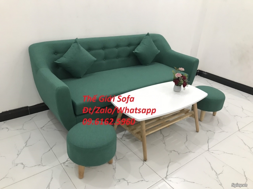 Bộ bàn ghế sofa băng tay vịn cong nệm rời giặt được Thế Giới Sofa HCM - 9