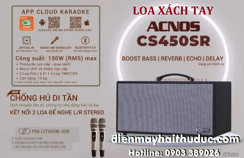 Loa xách tay Acnos CS450SR tích hợp trong đến 30 ngàn bài Karaoke - 1