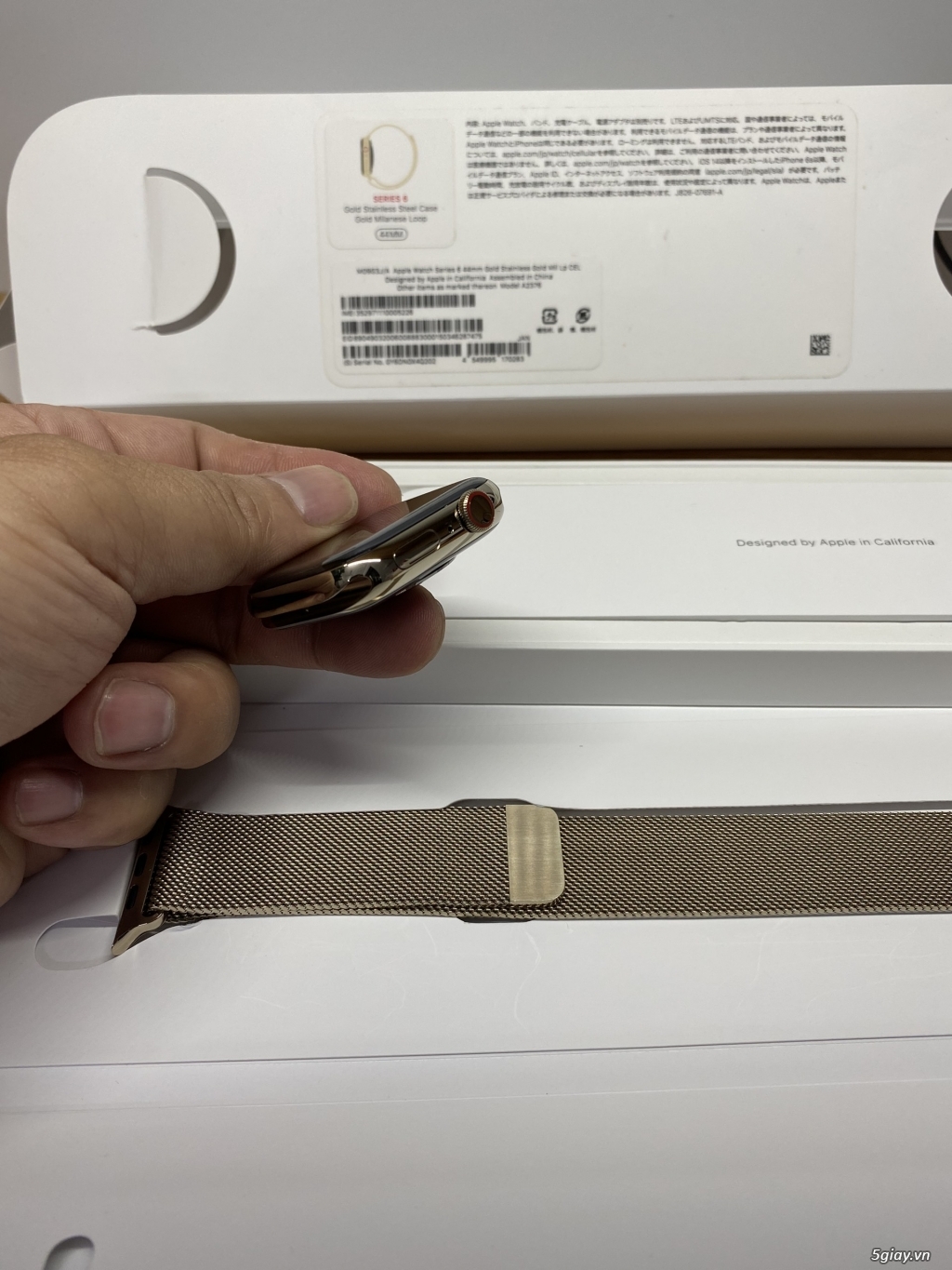 Apple watch thép 6 44mm milan gold chuẩn open box pin 100 nguyên bản - 3