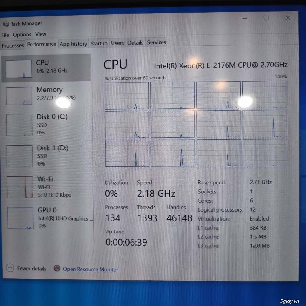Máy tính mini pc Lenovo M710Q/XEON E2176M 6x12luồng= I7 9750H 8G RAM SSD 128G - 2