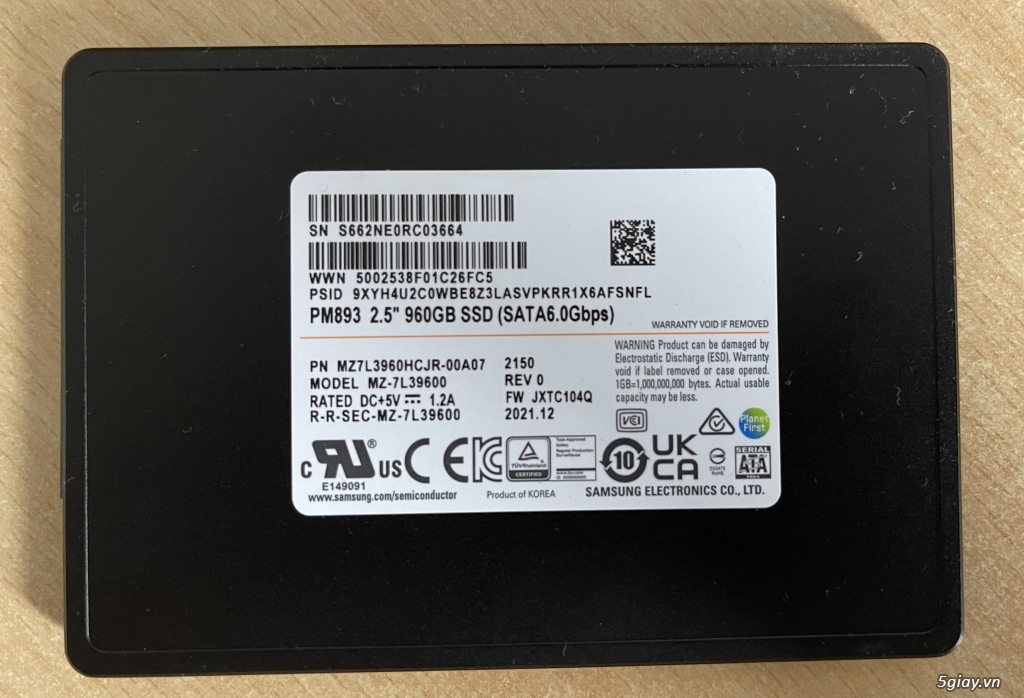 Ổ cứng SSD Enterprise Samsung PM893 960GB (máy trạm & máy chủ) ne 100%