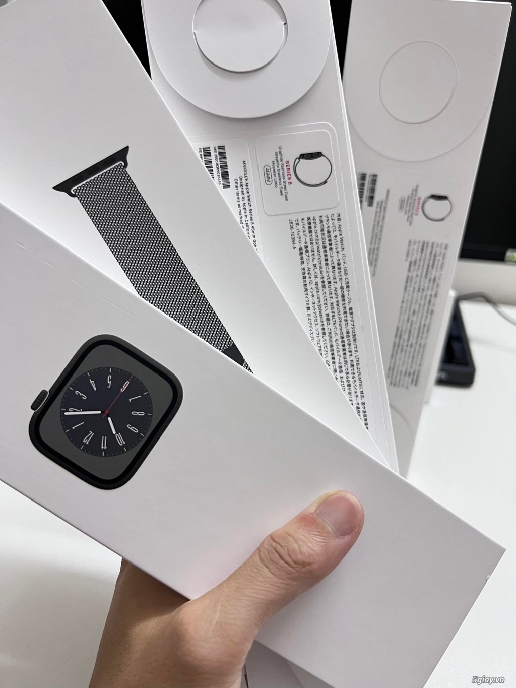 Apple watch bản thép 8 45mm graphite new seal esim - 1