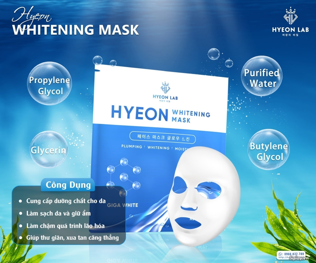 HYEON WHITENING MASK – Mặt Nạ thủy Tinh|mặt nạ hyeon lab|da căng sáng - 3