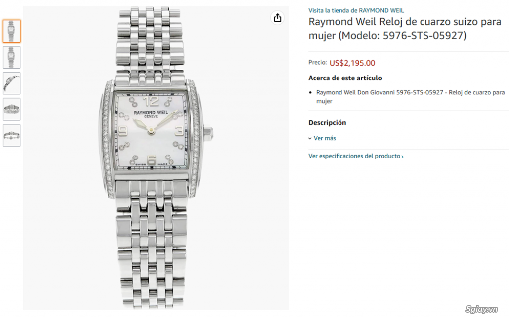 ĐH Nữ Raymond Weil 5976 Collection, Mặt Xà Cừ, Full Kim Cương- Fullbox - 9