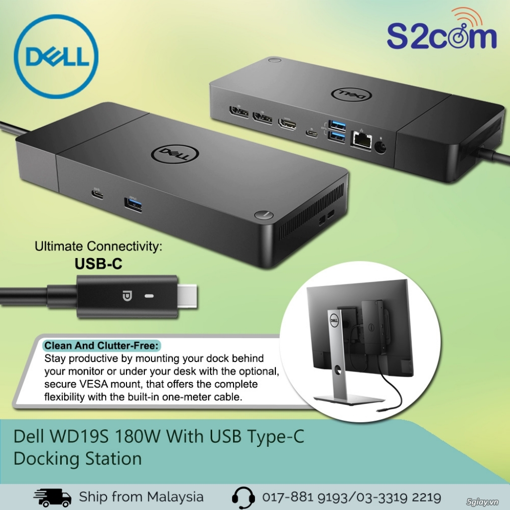 Dock Dell Wd19S New Box- Nhập Mỹ , Model 2022 , Adapter 180W cập nhật - 3