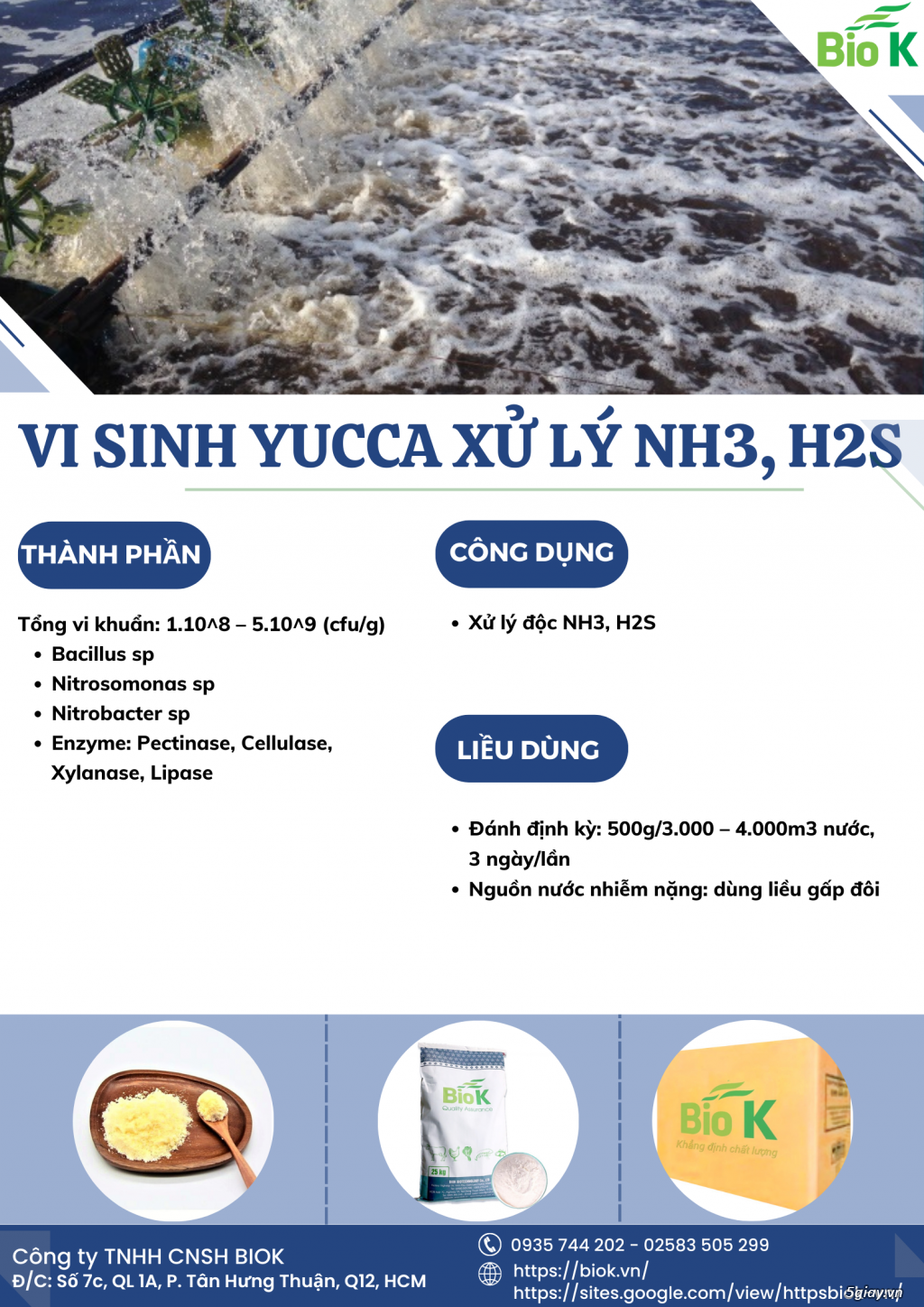 Vi sinh Yucca xử lý NH3, H2S ( xử lý khí độc trong ao nuôi )