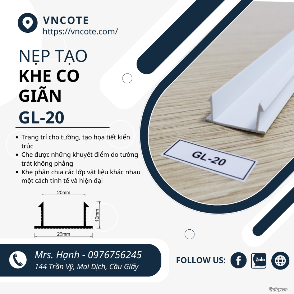 Nẹp nhựa dùng trong xây trát tường GL20, GL15, VL01 - 3