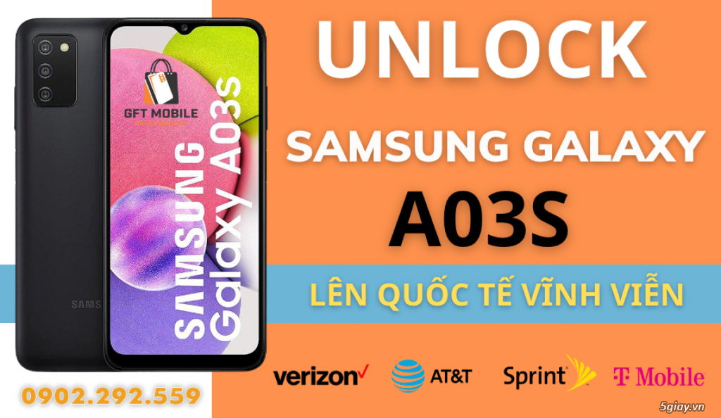 Unlock Samsung Galaxy A03S A037U (T-Mobile) Lên Quốc Tế Vĩnh Viễn