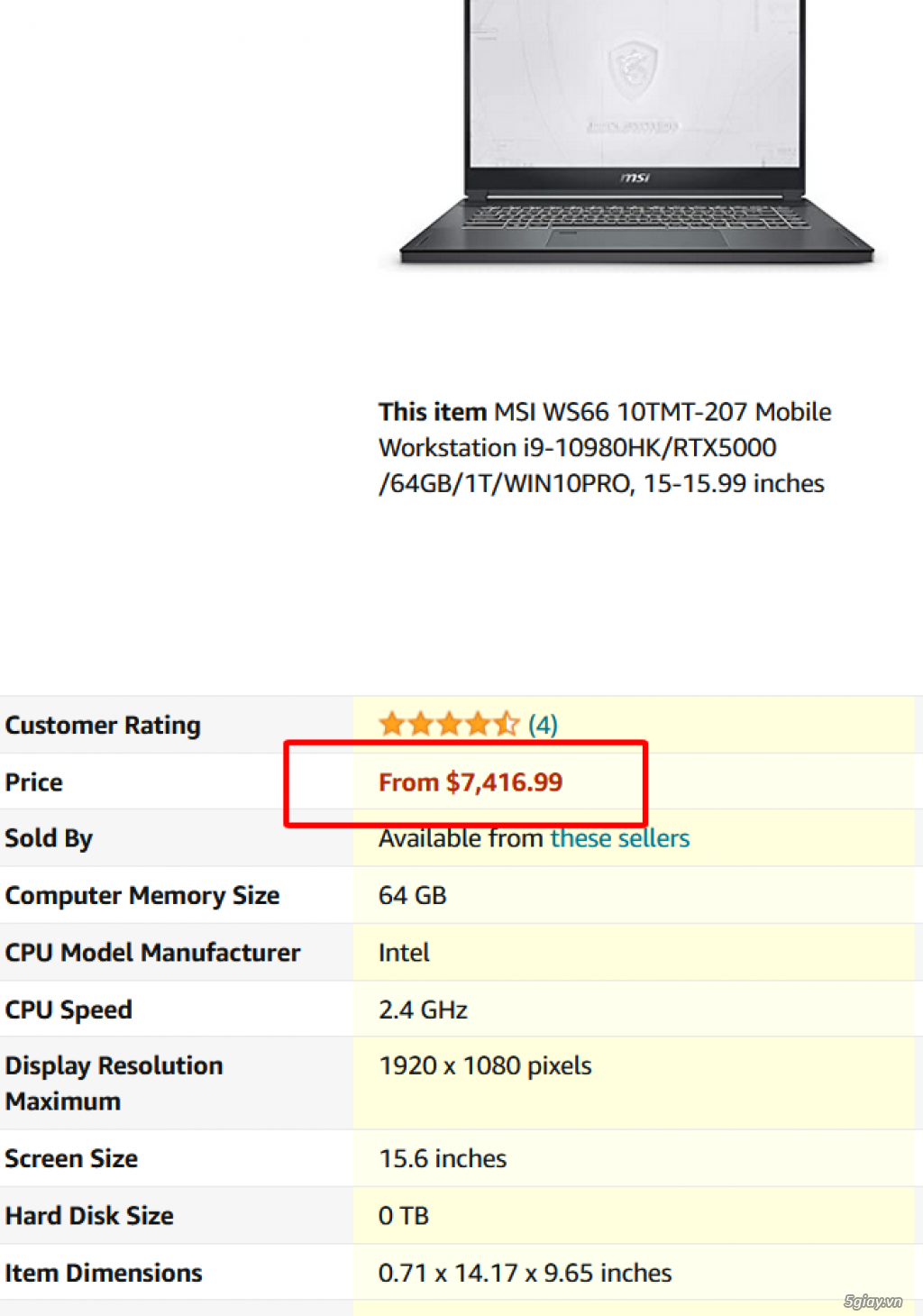 Cần Bán: Laptop MSI WS66 10TMT, core i9 – 10980HK, 64G, 1T, RTX5000 - 1