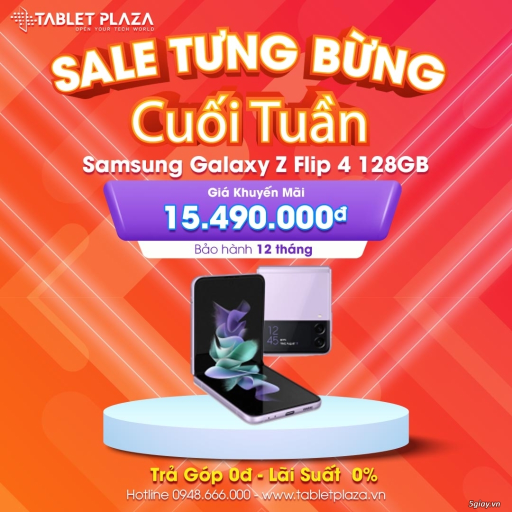 Bến Cát trả góp Samsung Zflip 4 128G giá sale còn 15,490,000đ