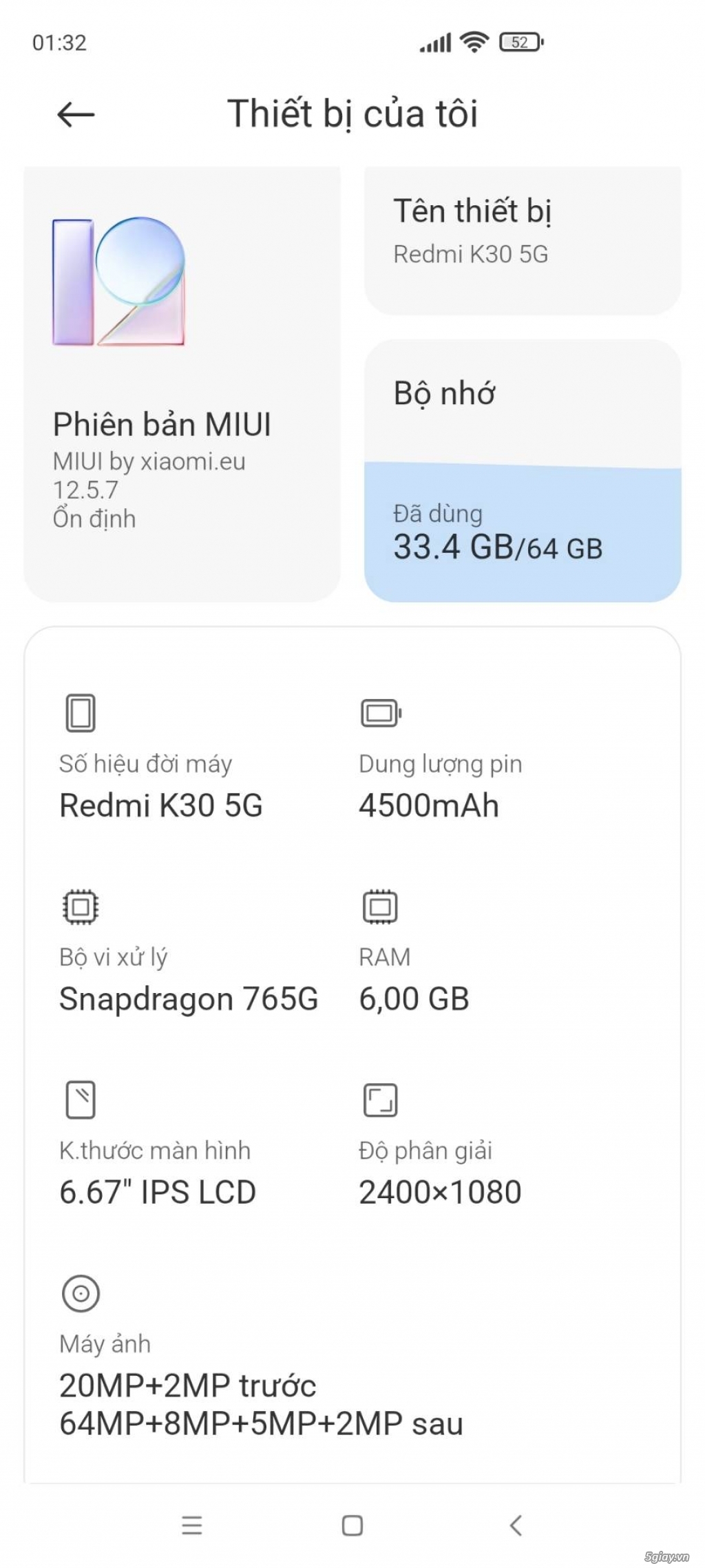 Xiaomi Redmi K30 5G Trắng Fullbox Đẹp 99% - 7