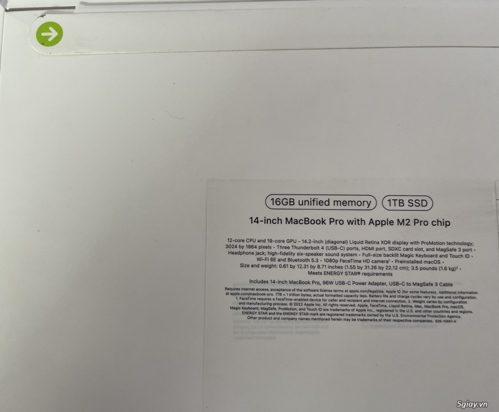 Macbook pro 14 inch 2023 M2 pro 19GPU / 16G / SSD 1TB gray new 100% - 1