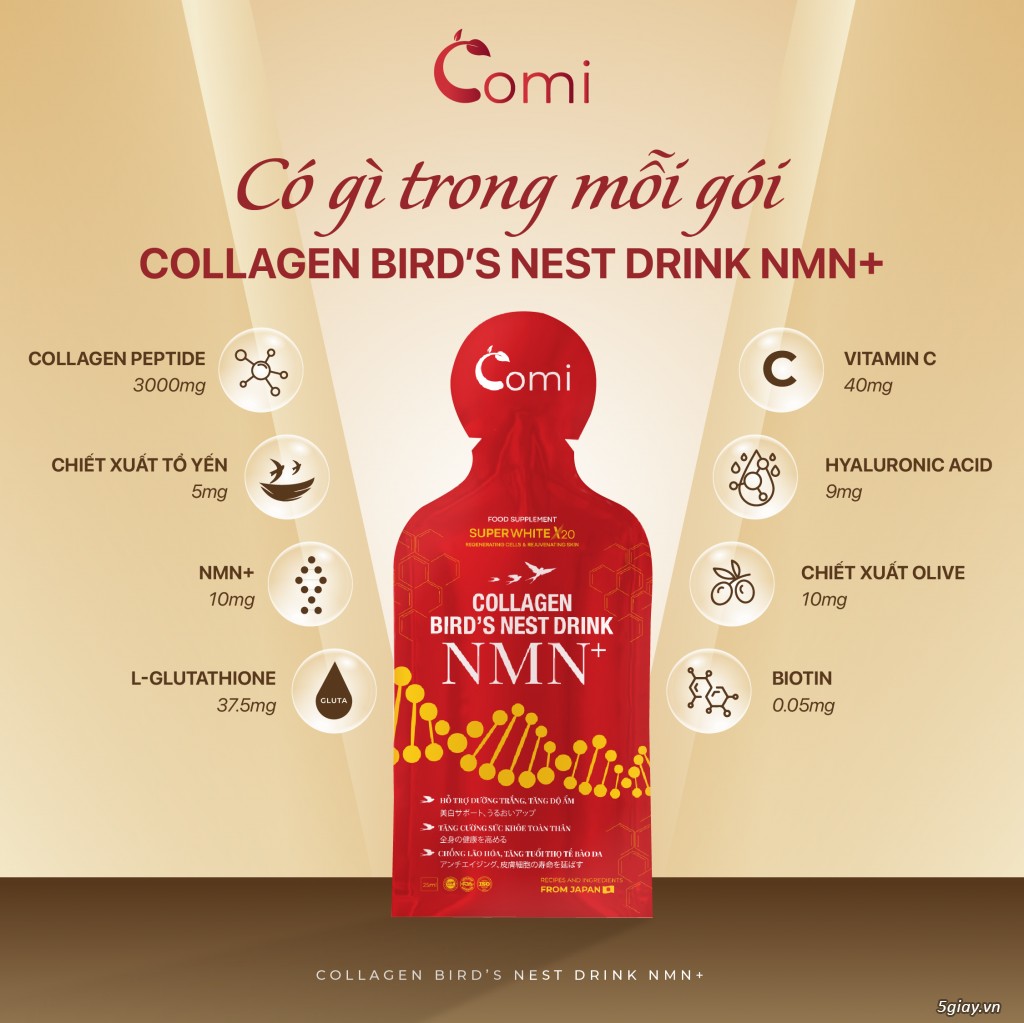 Collagen Yến Nmn+, Nước Uống Trẻ Hóa - Hút Nám - Trắng Da - 5