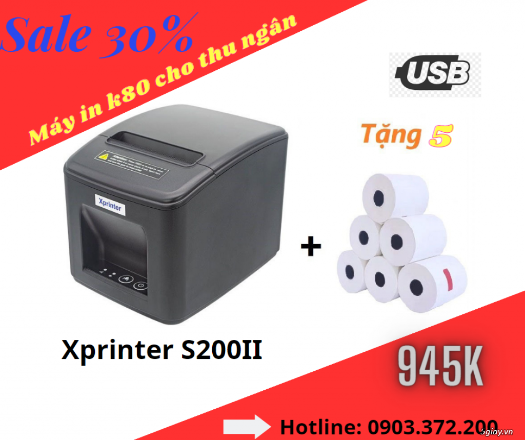 Máy in hóa đơn Xprinter thế hệ mới S200II phù hợp cho thu ngân