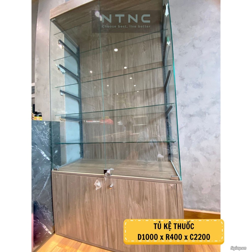TỦ KỆ TRƯNG BÀY- KÍNH CƯỜNG LỰC 5M NTNC