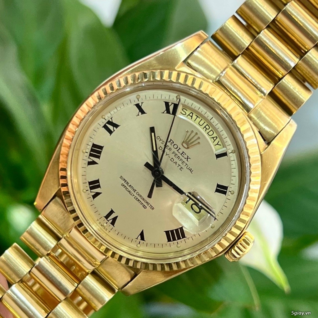 Đồng  Rolex 1803 vỏ vàng đúc 18k full gold 18k mặt số vàng trải tia - 4