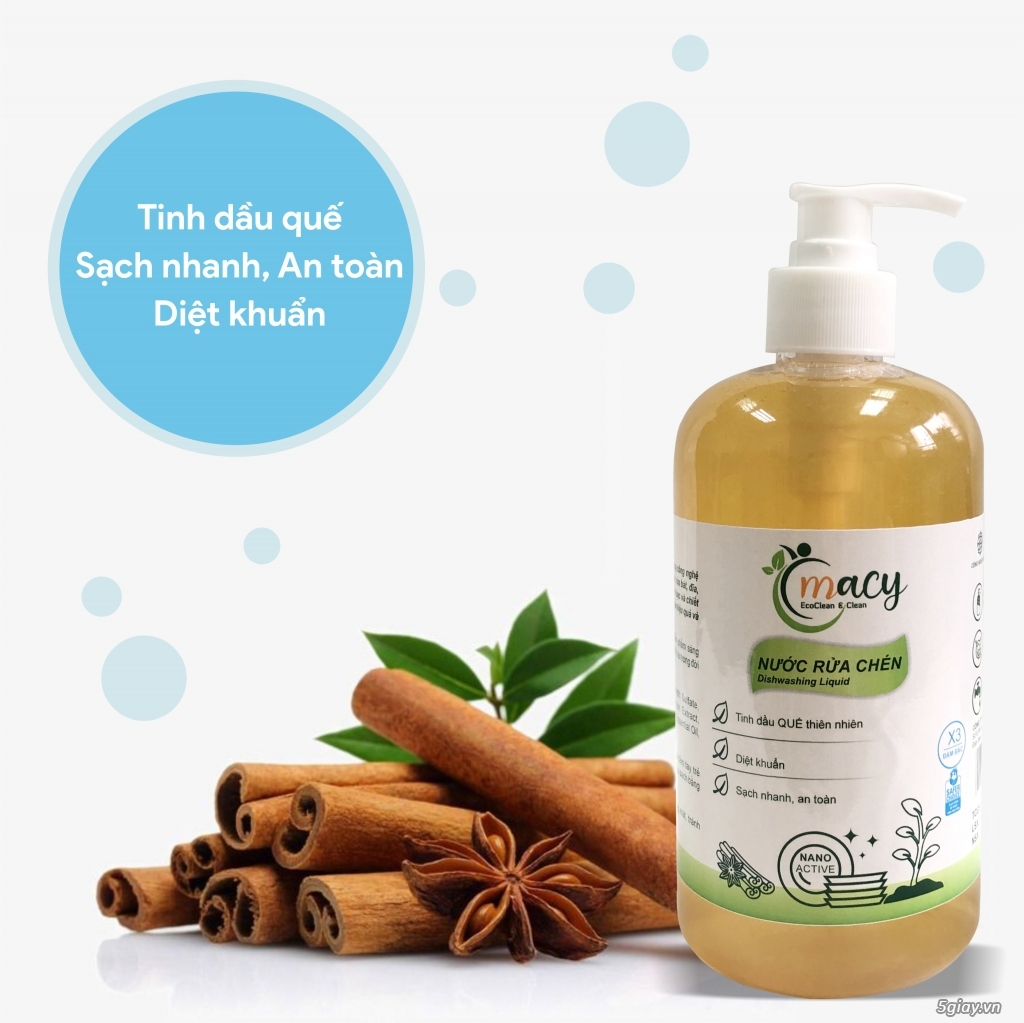 Nước rửa chén bát nano bạc tinh dầu quế thiên nhiên Macy - 2