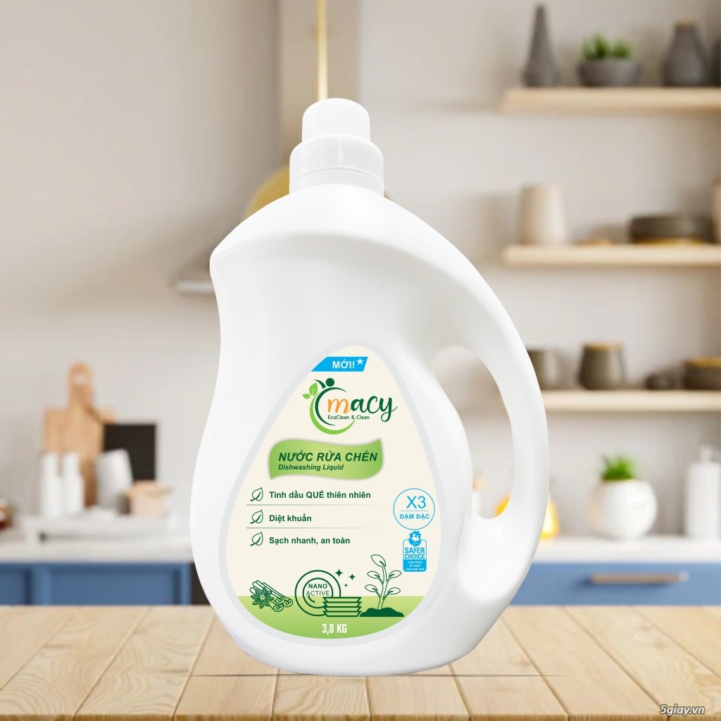 Nước rửa chén bát nano bạc tinh dầu quế thiên nhiên Macy - 1