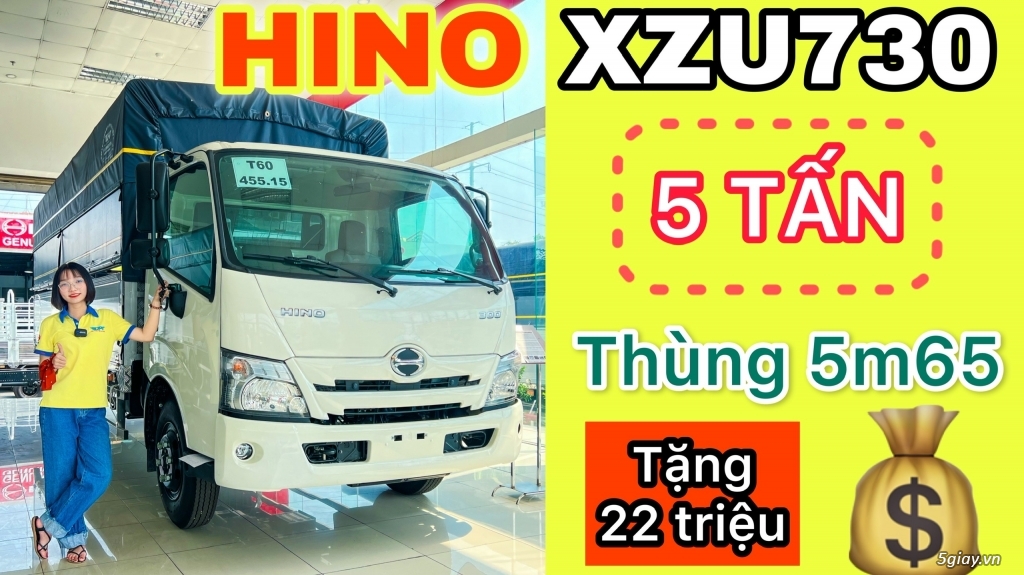 HINO XZU730 5 TẤN THÙNG MUI BẠT 5M7