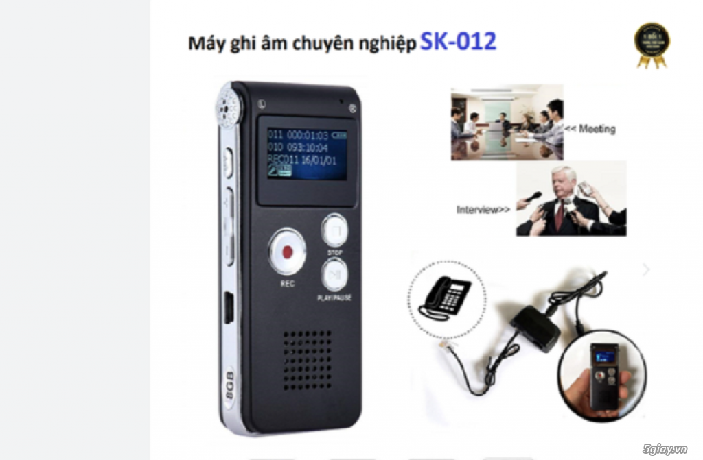 Máy ghi âm DVR-AK012/8Gb hàng đẹp giá rẻ loa nghe lớn - 1