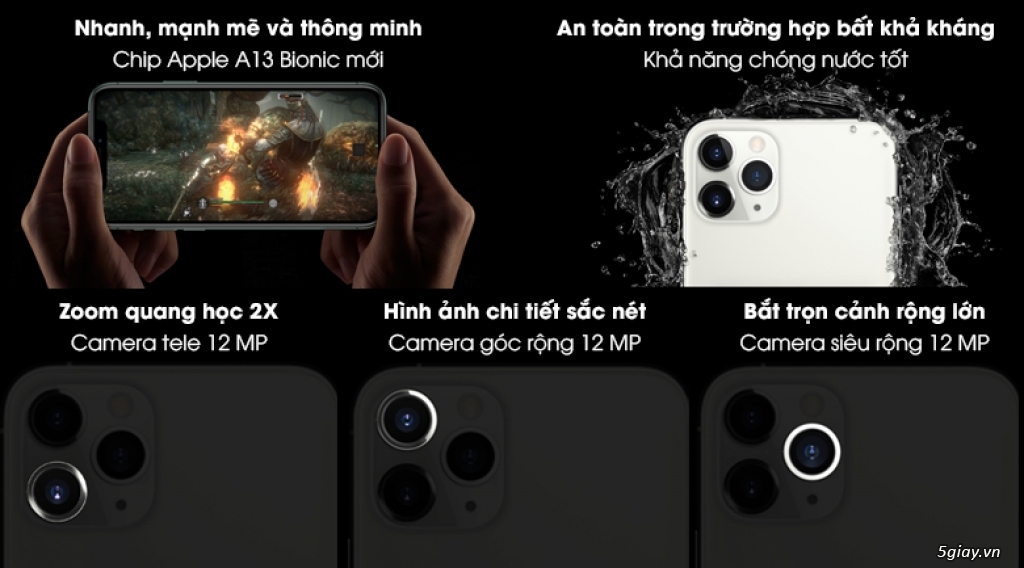 Iphone 11 Pro Max 64GB - 256GB  màn 6.5 sắc nét, hàng Mỹ, Zin, rẻ - 3
