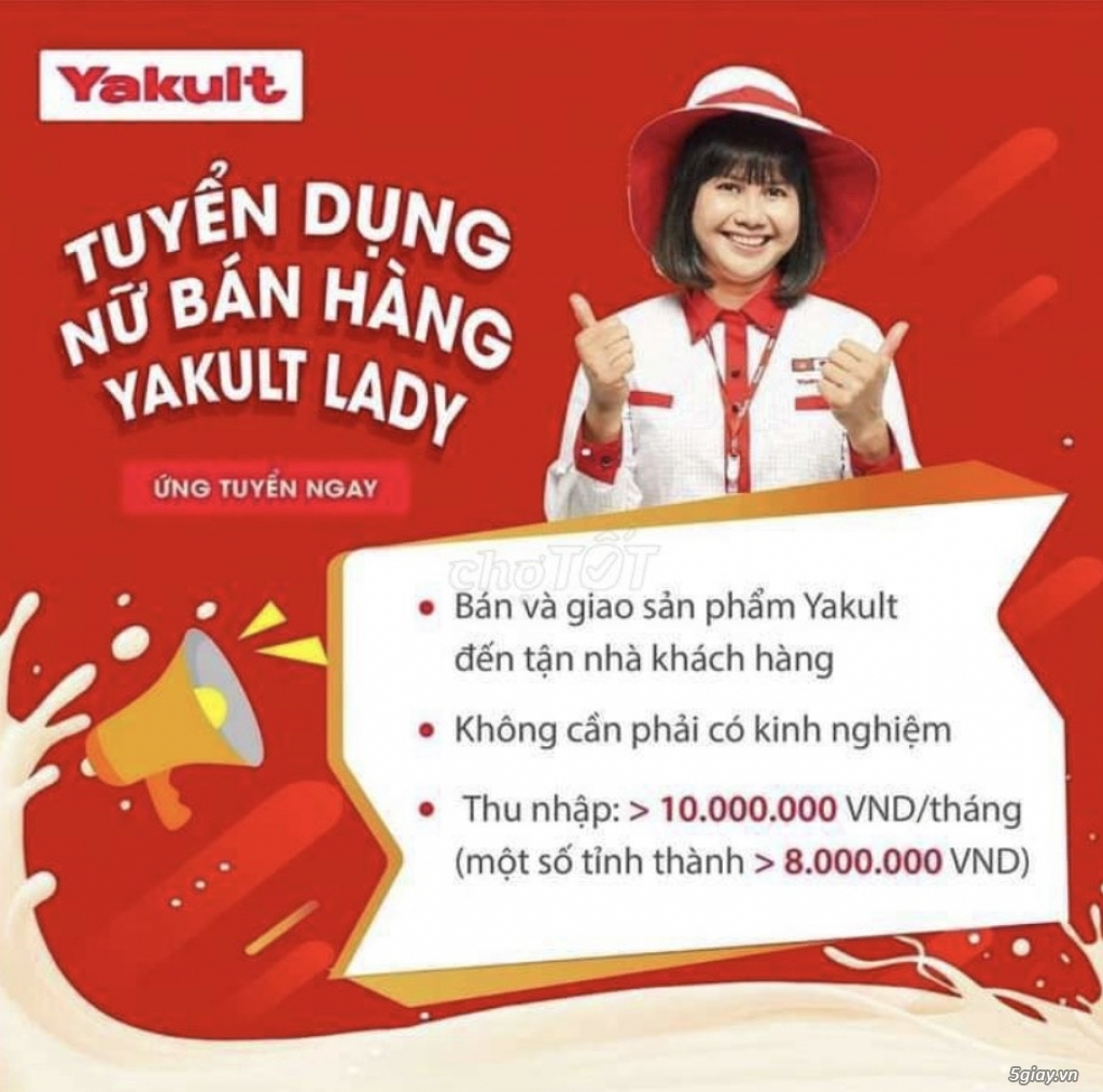 Tuyển Nhân viên Nữ bán sữa Yakult làm Bình Chánh | 5giay