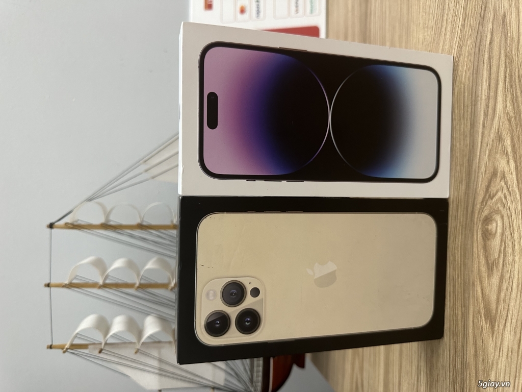 Bán iPhone 13pro max lock 1tb Gold /14pro max lock 256g Tím full box - 1