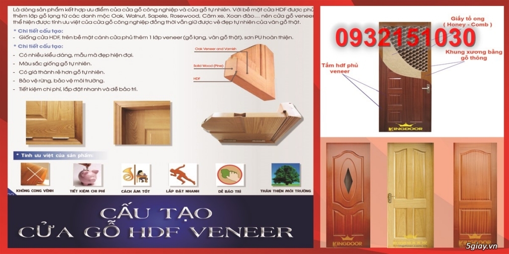 Cửa gỗ HDF VENEER- Cửa gỗ công nghiệp giá rẻ - 1