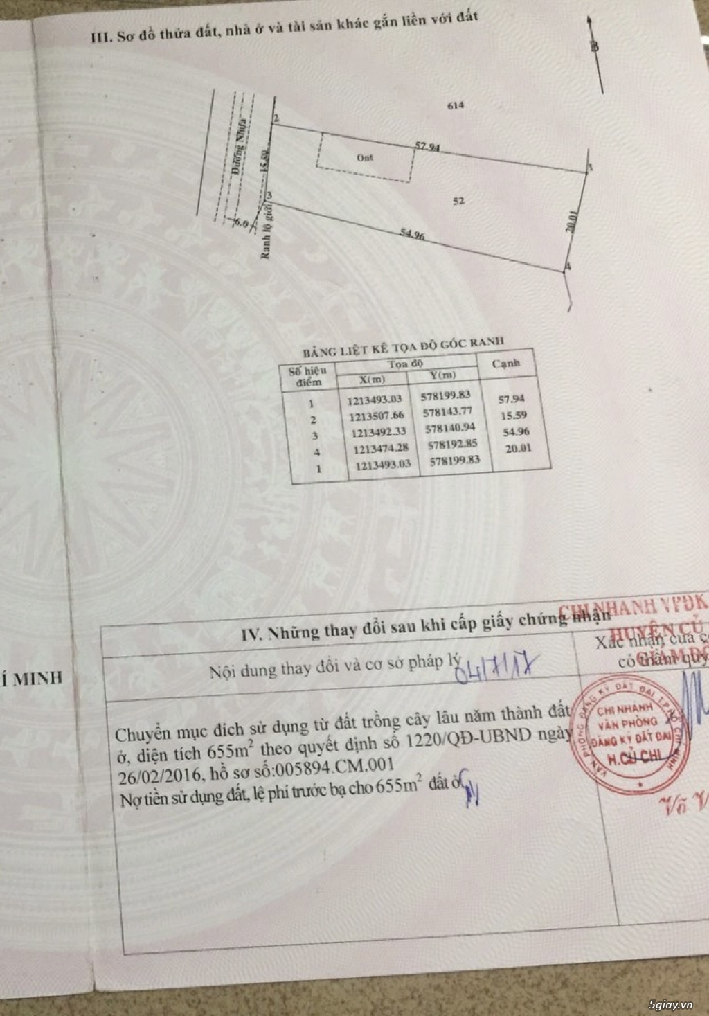 Cần vốn bán lô đất QL 22, x.Tân An Hội, Củ Chi - 1