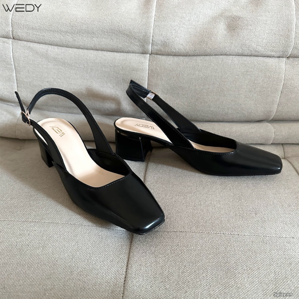 Giày Cao Gót Slingback WEDY Mũi Vuông 5 Phân