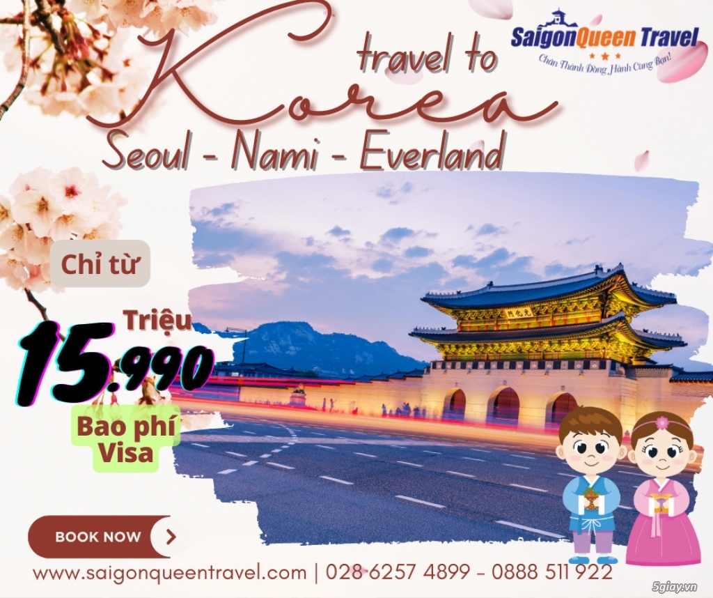 TOUR DU LỊCH HÀN QUỐC – SEOUL – NAMI – EVERLAND 5N5Đ