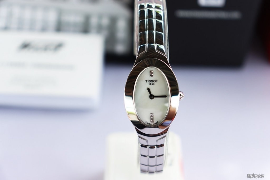 Đồng Hồ Nữ - Tissot Oval-T Mặt xà cừ - cọc Đính kim cương - Fullbox - 2